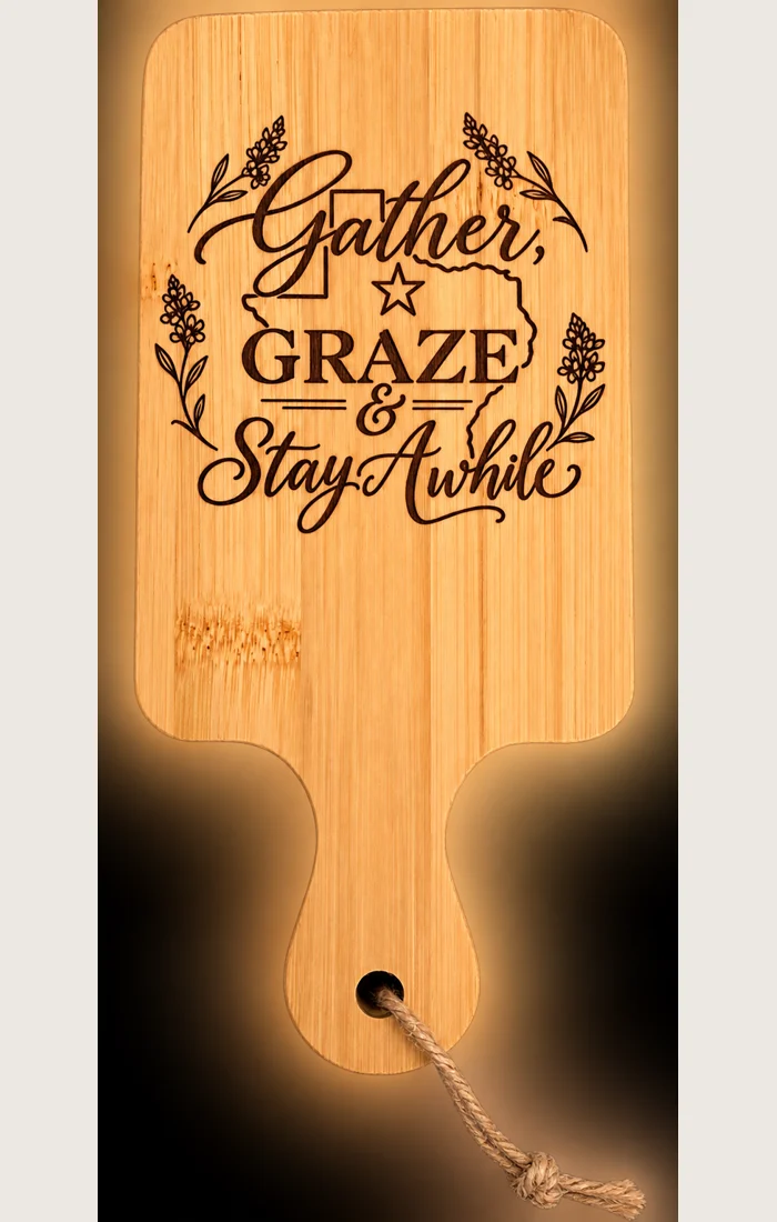 The same board engraved with a Texas design